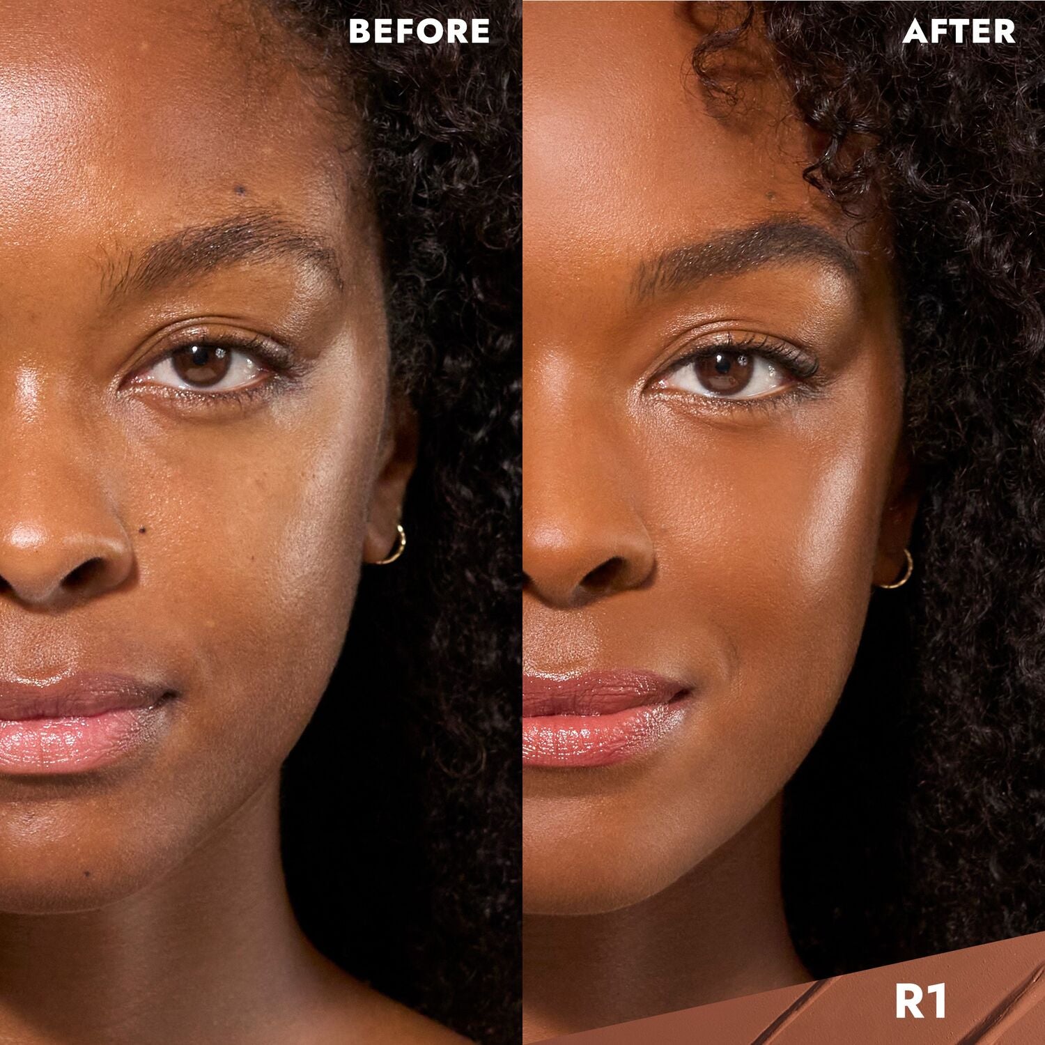 CoverFX Total Cover Cream Foundation Model before and after image in R1