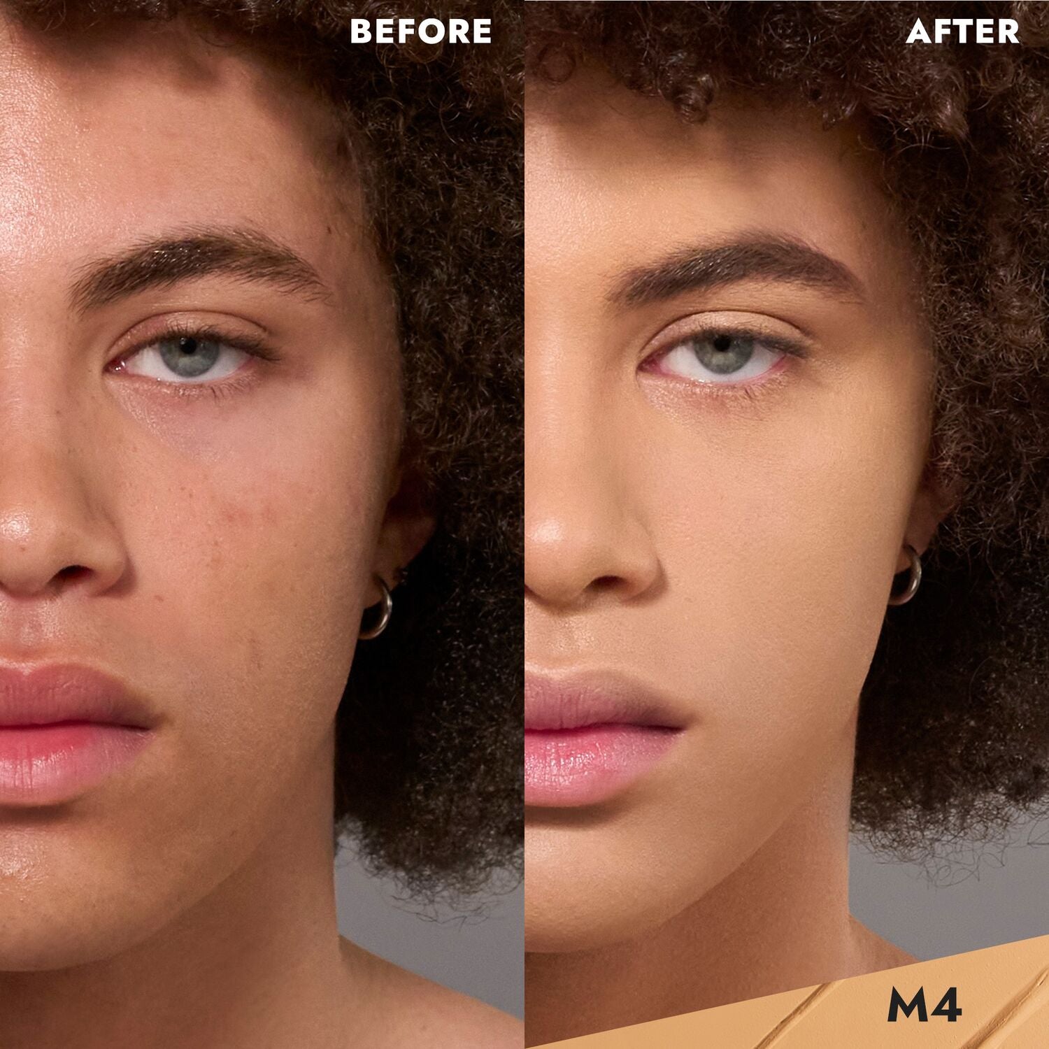 CoverFX Total Cover Cream Foundation Model before and after image in  M4